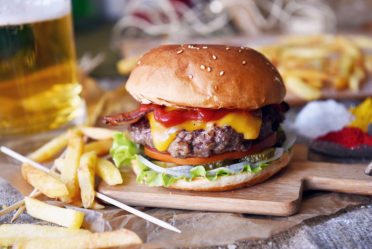 Burger With Lettuce and Cheese